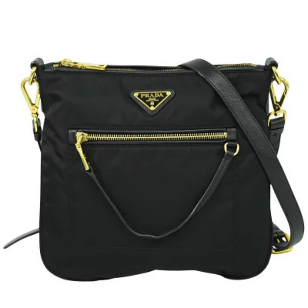 Prada Arque Vitello Daino Leather Hobo Shoulder Bag Black